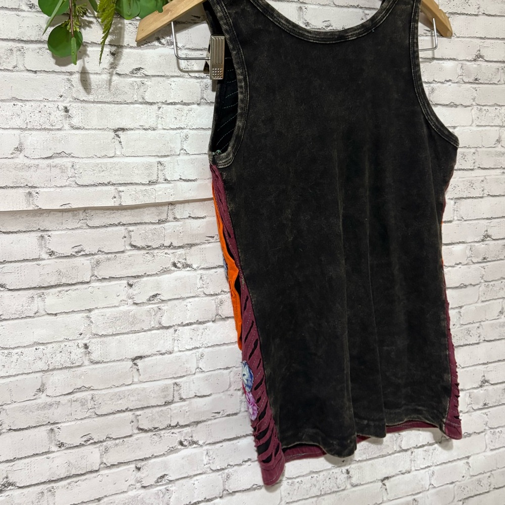 Upcycled Patchwork Hippie Scrap Floral Mineral Wash Tank - Picture 4 of 4